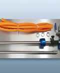Heavy Duty Automatic Coolant And Cutting Fluid Mixer No Power Needed with steel tube hoses and blue valve for auto shop use.
