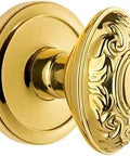 Circular Rosette Passage Door Knob Set With Victorian Knob In Lifetime Brass 2.75 Backset Solid Forged Brass Pre Mounted