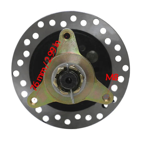 Close-up of 30-inch rear axle of Powerful 48V 1000W Brushless DC Differential Motor Kit with dimensions marked.