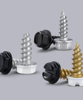 Heavy Duty 8 X One Half Inch Self Tapping Gutter Screws 220 Pack 410 Stainless Steel Sheet Metal Fasteners Hex heads in various colors
