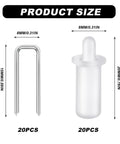 Image showing dimensions of heavy duty pivot pins and retention clips in repair kit for plantation shutters.