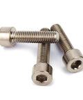 Top Notch Grade 2 Titanium Hexagon Head Socket Cap Screws 10 Pack M10 By 45mm displayed at different angles.