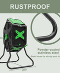 Lightweight Tumbling Compost Bin Single Chamber 18.5 Gallon 70 L with steel frame in side view for gardens and small spaces