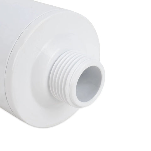 Close-up of Top Shelf Inline Garden Hose Carbon Water Filter connector, designed for hydroponic and aeroponic systems.