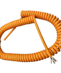 Heavy Duty Spring Power Cord 3 Core 17Awg Telescopic Extension Cable Oil Resistant Polyurethane Jacket coiled in orange.