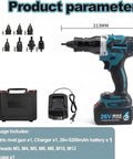 No Sweat Cordless Rivet Nut Gun M3 Through M12 Rechargeable Handheld Riveter with battery, charger, and multiple nut heads.