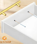 Top Tier Stainless Steel T Bar Cabinet Pulls In A Knockout Gold Finish, 3 3/4 Inch Center To Center Sizing For Kitchen Drawers, Heavy Duty Hardware That Slides Smooth As Butter Every Time, installation detail.