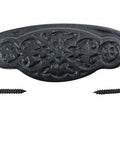 Kickass Black Wrought Iron Drawer Pulls Rock Solid Rust Resistant Powder Coat Finish 3.25 Inch Center Cup Bin Cabinet Hardware Smooth Grip with screws