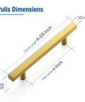Top Tier Brushed Brass Cabinet Pulls Square Face Design 4 Inch Centers With Solid Mounting Hardware To Guss Up Your Favorite Kitchen Space 30 Hardware Set with dimensions.