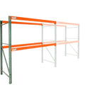 Heavy Duty Teardrop Pallet Rack Add On Unit Built Like A Tank For Warehouse Storage with orange beams and sturdy frame.