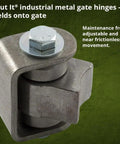 Heavy Duty Weld On Gate Hinge With Smooth Swinging Action And Precision Bearings For Heavy Duty Fences And Commercial Gates Built Like A Tank In The Usa Weatherproof Finish Comes As One Piece, close-up view of hinge