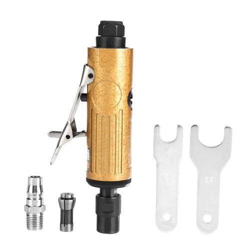 Heavy Duty Pneumatic Air Die Grinder Built Like A Badass Shop Workhorse For Crushing Steel Fabrication Tasks And Yielding Flawless Ground Edges Without Fail Professional Grade Performance with accessories.