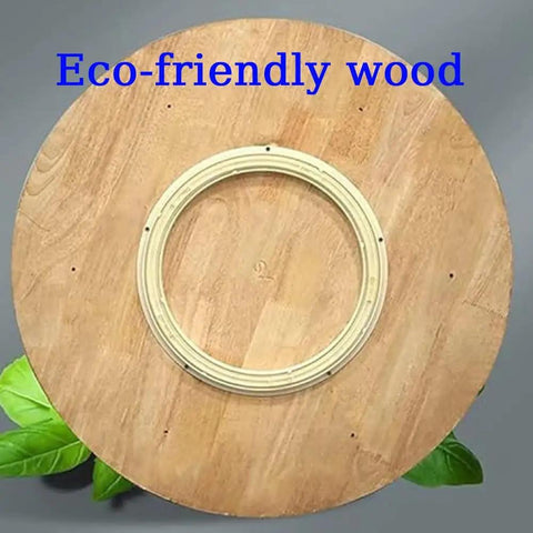Smooth Rotating Wood Lazy Susan Turntable Serving Tray For Gatherings And Dinners, eco-friendly wood underside view.