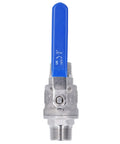Top Shelf 3/4 Inch 304 Stainless Steel Ball Valve Built Tough For Heavy Duty Plumbing With Slick Manual Lever And Rock Solid 1000 Psi Reliable Design with blue handle.