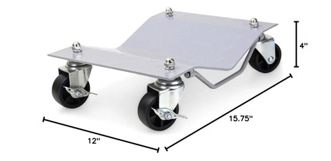 Heavy Duty Rock Solid 6000 Lb Car Wheel Dollies Set Of 4 With Grippy Diamond Plate And Swivel Roller Casters, 15.75" x 12" x 4".
