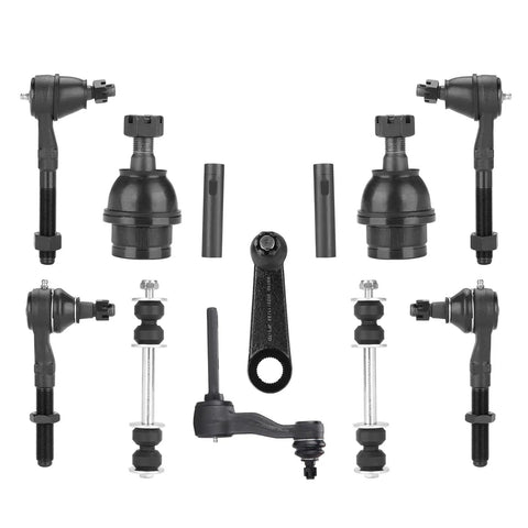 Premium Grade 4wd Front Upper Control Arms Suspension Kit With Ball Joints And Tie Rod Ends For Ford Expedition F150 F250 Lincoln Navigator components arranged.