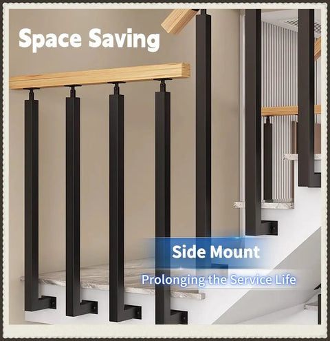 Rock Solid Gold Stair Railing Balusters With Heavy Duty Side Mount Posts And Flexible 270 Degree Adjustable Bracket For Outdoor Deck Porch Fencing No Sweat Setup Top Shelf Quality Kit Included in modern interior design.