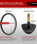Pair Of 27.5 Inch Bike Inner Tubes Compatible With 27.5 X 2.1 To 2.35 Tires 48mm Schrader Valve Pack Of 2 diagram