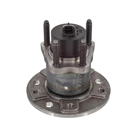 Heavy Duty Bolt On Rear Wheel Hub Bearing Kit Featuring Stock Fit Abs Sensor And Greased Ball Bearings For Stress Free 94 Through 03 Saab 93 Replacement, top view.