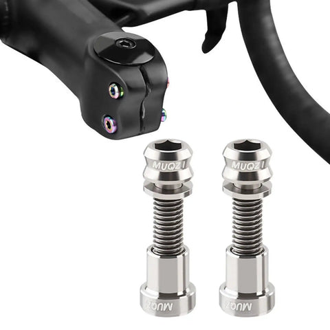 Beefy Titanium Alloy Bike Stem Screw Nut Kit With Washers 2 Pieces For Road And Mountain Bikes Carbon Stem Bolts 25mm By 8mm Silver