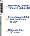 Super Sharp Double Cut Sa Three Tungsten Carbide Burr Bit With Quarter Inch Shank in labeled diagram