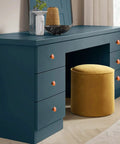 Top Notch Handpainted Ceramic Mushroom Knobs For Dresser Drawers And Kitchen Cabinets 15 Pack on teal dresser with yellow stool.