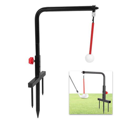 Golf Swing Trainer Height Adjustable For All Levels, Stable On Grass Or Carpet, Indoor Outdoor Practice Aid with Replacement Ball