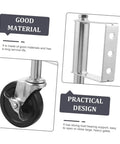 Close-up of Heavy Duty Spring Loaded Gate Caster Wheels Set Featuring Rust Resistant Black Steel Build and Rock Solid Load Capacity for Hassle Free Swinging on Big Outdoor Property Gates.