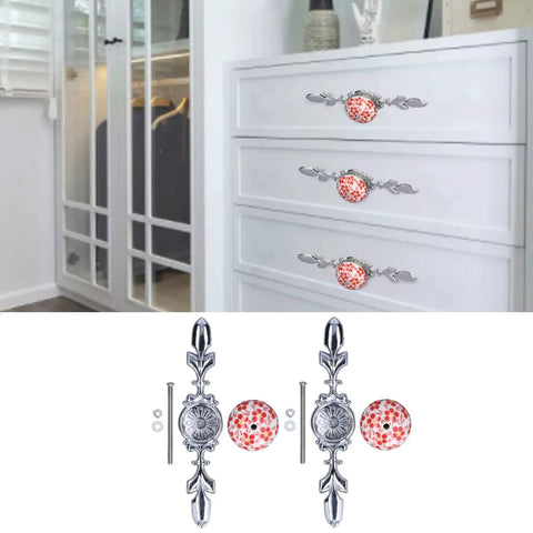 Hand Painted Ceramic Cabinet Pulls Modern Drawer Knobs Hassle Free Swap Slick Finish Kitchen Furniture Handles Bold Red Accent Hardware For A Big Time Room Refresh, displayed on a white dresser.