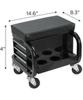 Heavy Duty Rolling Tool Box With Three Built In Drawers Paired With Comfy Mechanic Stool Rock Solid Steel Frame Slick Ball Bearing Rollers