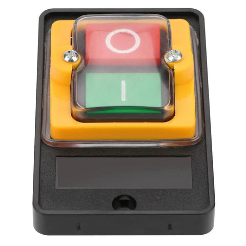 Drill Press Push Button Switch AC 220V 380V On Off Start Stop Motor Control 10A Single Phase with red and green buttons.