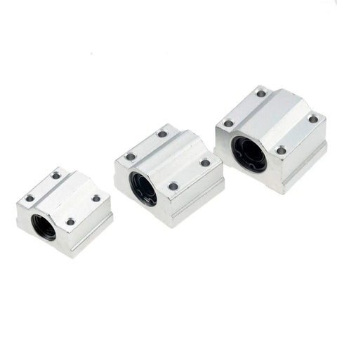 Two Pack Linear Motion Bearing Blocks Beefed Up With SCS10UU to SCS30UU And SCS10LUU to SCS20LUU For CNC Parts And 3D Printer Projects 10 To 30mm Length Precision Machine Tools Smooth Glide Bearings Built For Durability And Precision, three aluminum bearing blocks