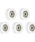 5 Pcs U Type Nylon Groove Bearing Rollers White U Channel Pulley Wheels for Glass Sliding Doors Furniture Tracks Automation Hardware