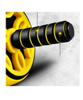 Close-up of the handle of the Rock Solid Ab Roller Wheel Detachable Core Crusher Portable Exercise Equipment for home workout.