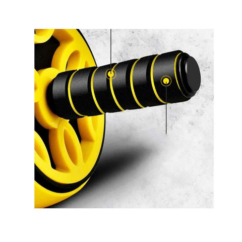 Close-up of the handle of the Rock Solid Ab Roller Wheel Detachable Core Crusher Portable Exercise Equipment for home workout.