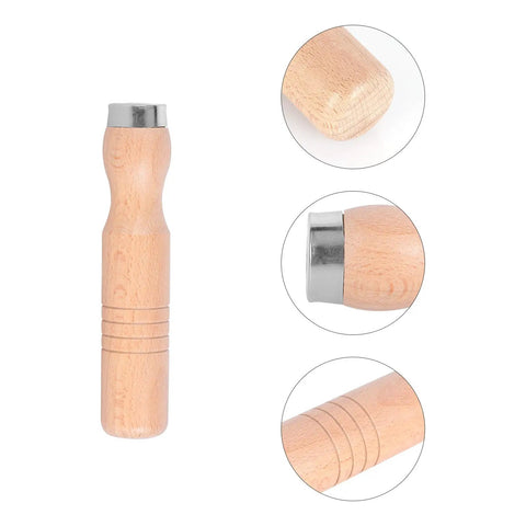 Rock Solid 4 Pack Wood Rasp File Handles With Hella Comfy Red Beechwood Grips For 10-16 Inch Carpentry Bench Clamps, wooden handle close-up.