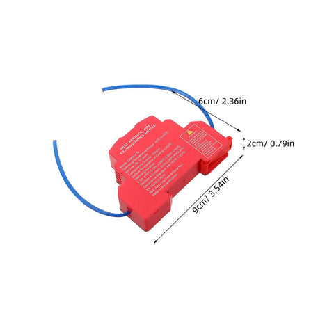 Heat Activated Auto Fire Extinguisher Patch With Drop Dead Aluminum Alloy Housing And Super Sticky Backing For Beater Sedan Coupe Pickup Truck Garage Boat Engine Bay Emergency Safety Rig, red color and dimensions.