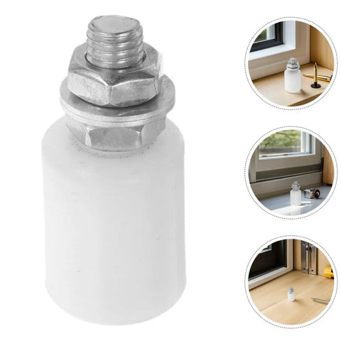 Six Piece Heavy Duty Nylon Barn Door Guide Wheel Pulleys showing close-up of white nylon pulley with metal bolt for sliding track setup.