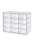 Big 12 Drawer Clear Stackable Cabinet for Hardware Beads Plastic Bricks and Craft Storage With Adjustable Dividers See Through Compartments Quick Labeling Made in Korea Gray