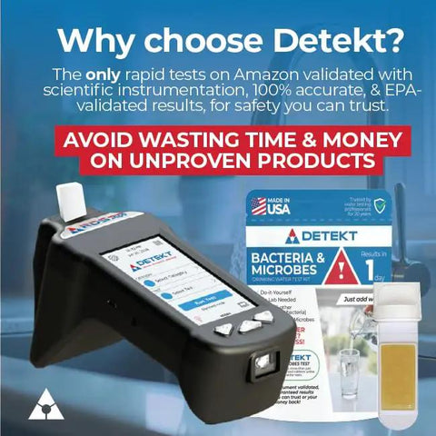 Top Notch Drinking Water Test Kit No Sweat Diy Snap Checks Lead Bacteria Mold Ph Near Lab Accuracy Solid Results For Us Homes showing test device and results.