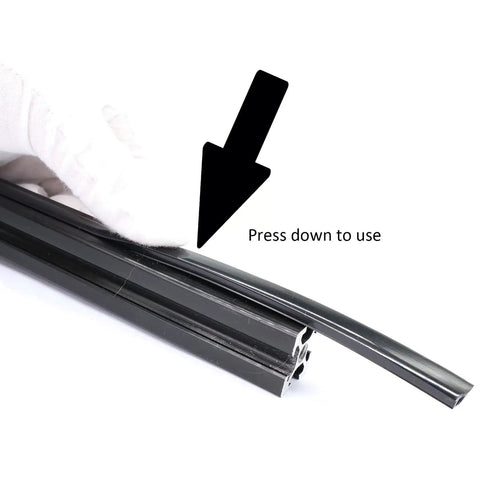 Tight Fitting Aluminum Extrusion T Slot Covers And Slick Seal Strips For 3030 1515 4040 Profiles Fits 8mm T Slot Or V Groove Delivers Bulletproof Grime Shield For Spotless Shop Rails 4 Meter Length being pressed on an aluminum rail