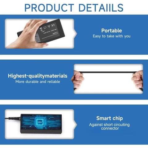 Smooth Operator 15 Volt AC DC Adapter Compatible With Mean Well SPU414 Power Supply Cord shown with smart chip and portable design.