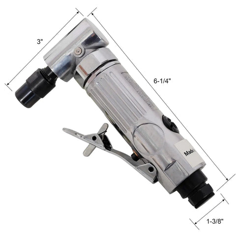Heavy Duty 90 Degree Air Die Grinder, Right Angle Pneumatic Tool With Adjustable Head, dimensions 6-1/4" x 3" x 1-3/8".
