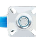 Front view of 12 Pack Swivel Plate Caster Wheels With 50mm Plate Blue Polyurethane Wheels 360 Degree Swivel No Brake Smooth Silent Roll