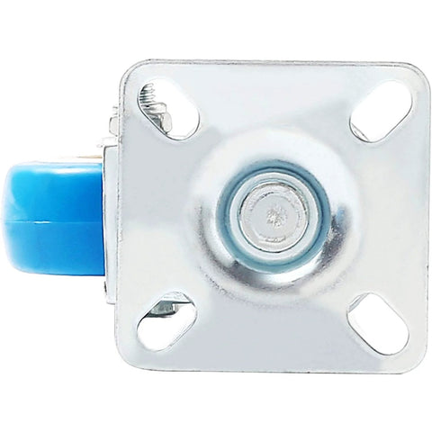 Front view of 12 Pack Swivel Plate Caster Wheels With 50mm Plate Blue Polyurethane Wheels 360 Degree Swivel No Brake Smooth Silent Roll