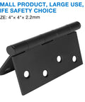 Matte Black 4 Inch Square Door Hinges With Rounded Corners Heavy Duty Interior And Exterior Cabinet Hardware close-up view.