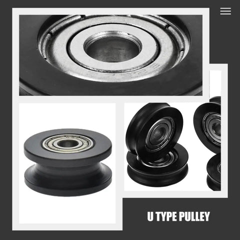 4 Pack Slick Nylon U Wheel Guide Pulley Rollers For Heavy Duty Sliding Closet Doors Zero Fuss Replacement Track Hardware Silky Smooth Operation Easy Quick Fit Home Refresh close-up view of U type pulley with bearing.