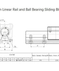 SBR16 16mm Linear Rail and Ball Bearing Sliding Block dimensions and specifications for precision motion system.