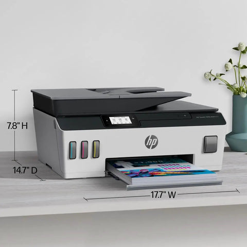 Wireless All-In-One Printer With Refillable Ink Tanks, 2 Years Of Ink Included, No-Fuss Auto Document Feeder on desk