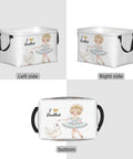 Rectangular Waterproof Fabric Storage Basket Featuring A Snazzy Printed Design showing a ballet girl and swan, 15x9.8 inches.